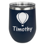 Watercolor Hot Air Balloons Stemless Stainless Steel Wine Tumbler - Navy - Single Sided (Personalized)