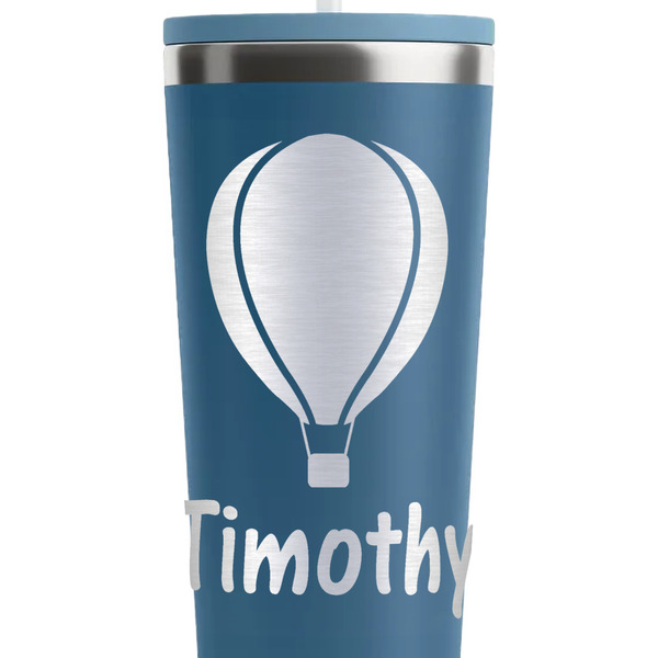 Watercolor Hot Air Balloons Steel Blue RTIC Everyday Tumbler - 28 oz. - Close Up