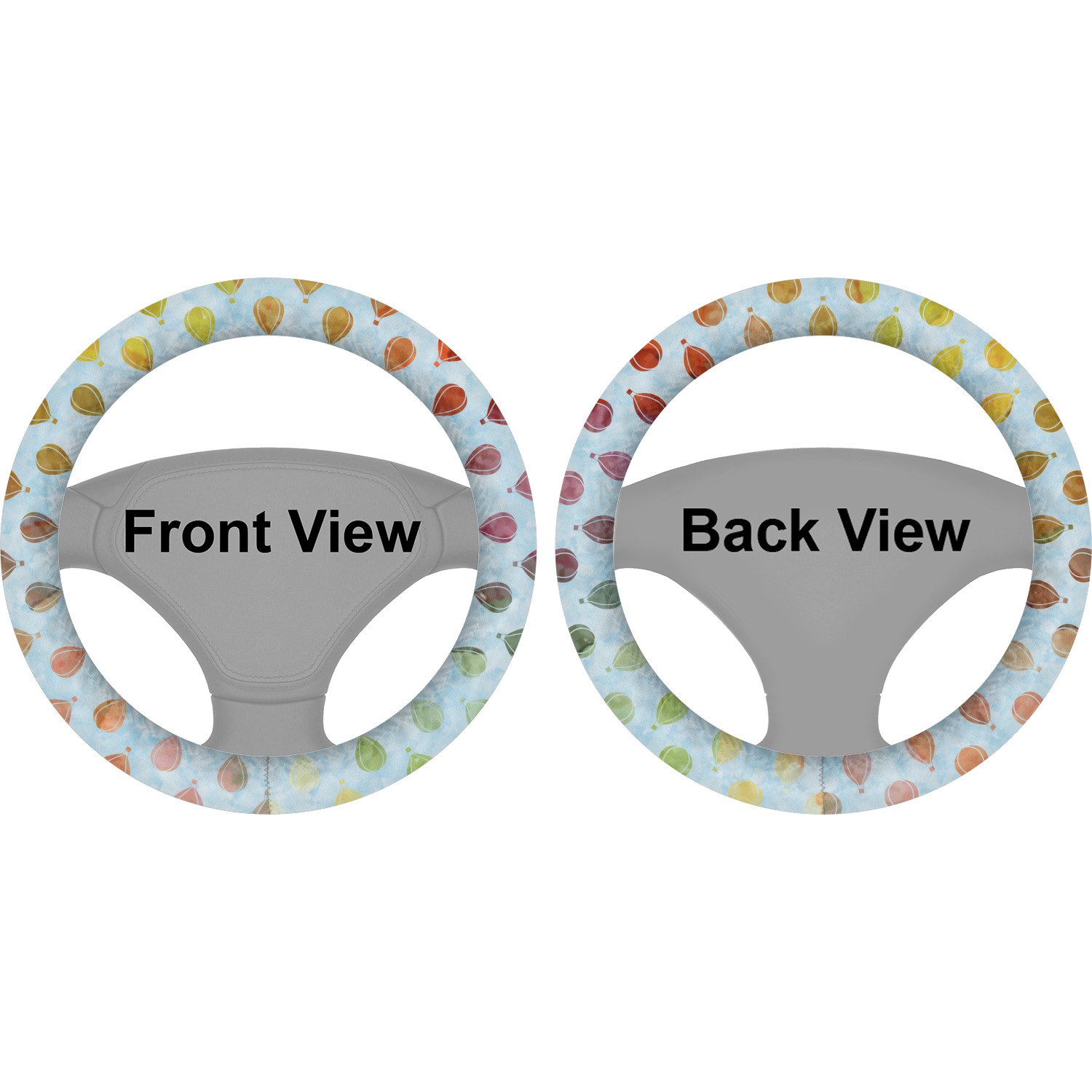 Watercolor Hot Air Balloons Steering Wheel Cover (Personalized
