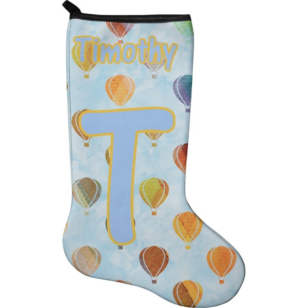 Custom Watercolor Hot Air Balloons Holiday Stocking - Neoprene (Personalized)
