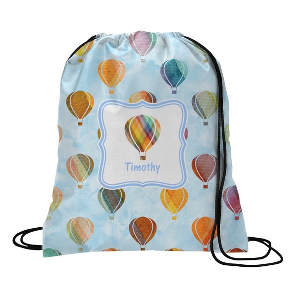 Custom Watercolor Hot Air Balloons Drawstring Backpack - Large (Personalized)