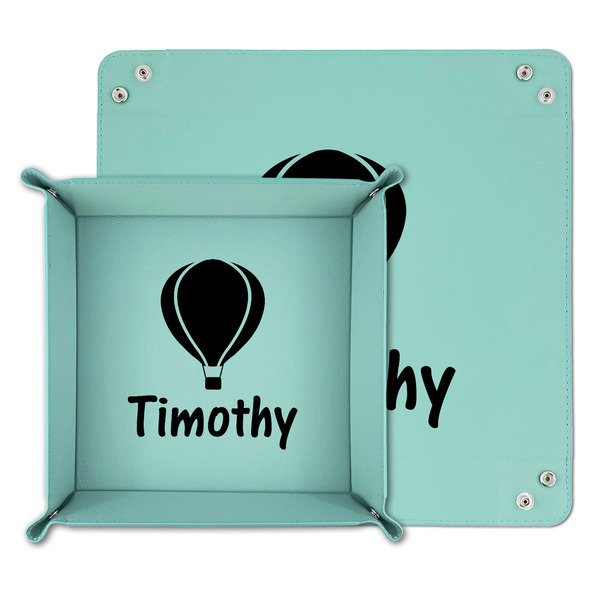 Watercolor Hot Air Balloons Teal Faux Leather Valet Trays - PARENT MAIN