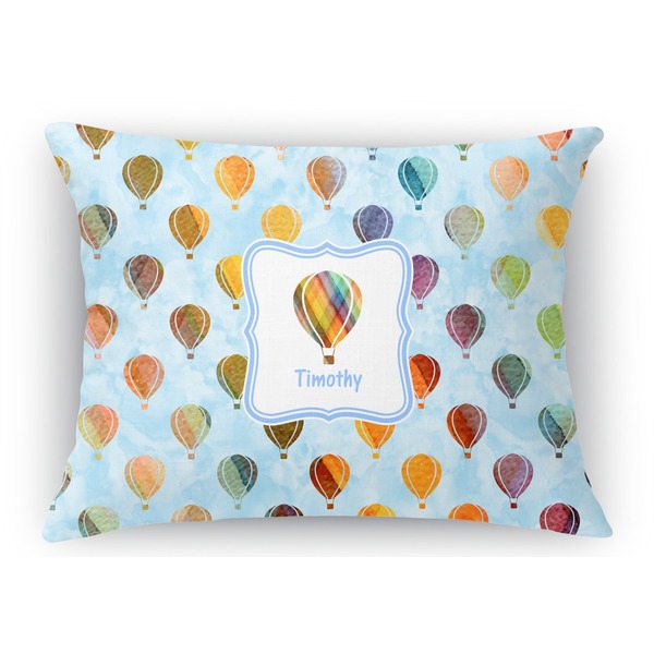 Custom Watercolor Hot Air Balloons Rectangular Throw Pillow Case (Personalized)