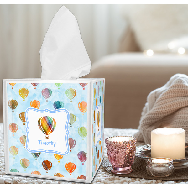 Watercolor Hot Air Balloons Tissue Box - LIFESTYLE