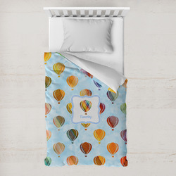 Watercolor Hot Air Balloons Toddler Duvet Cover w/ Name or Text