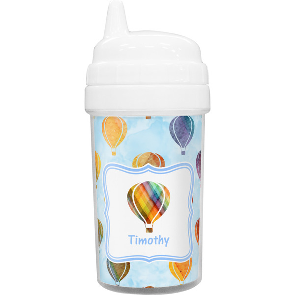 Custom Watercolor Hot Air Balloons Toddler Sippy Cup (Personalized)