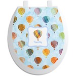 Watercolor Hot Air Balloons Toilet Seat Decal - Round (Personalized)