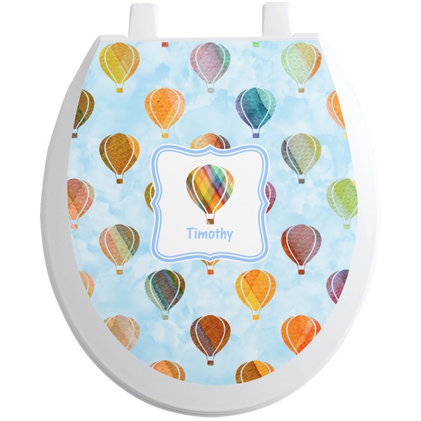 Custom Watercolor Hot Air Balloons Toilet Seat Decal - Round (Personalized)
