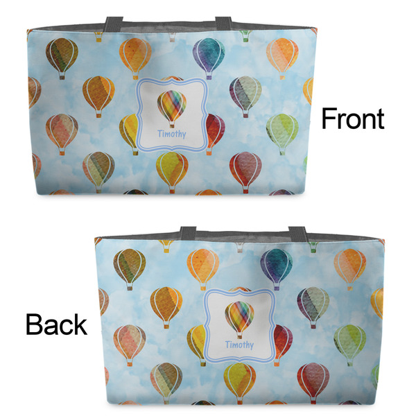 Watercolor Hot Air Balloons Tote w/Black Handles - Front & Back Views