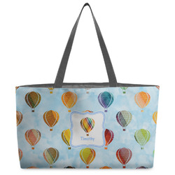 Watercolor Hot Air Balloons Beach Totes Bag - w/ Black Handles (Personalized)