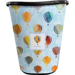Watercolor Hot Air Balloons Waste Basket - Double Sided (Black) (Personalized)
