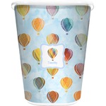 Watercolor Hot Air Balloons Waste Basket - Single Sided (White) (Personalized)