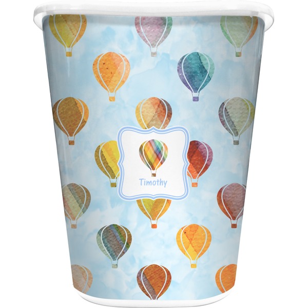 Custom Watercolor Hot Air Balloons Waste Basket - Single Sided (White) (Personalized)