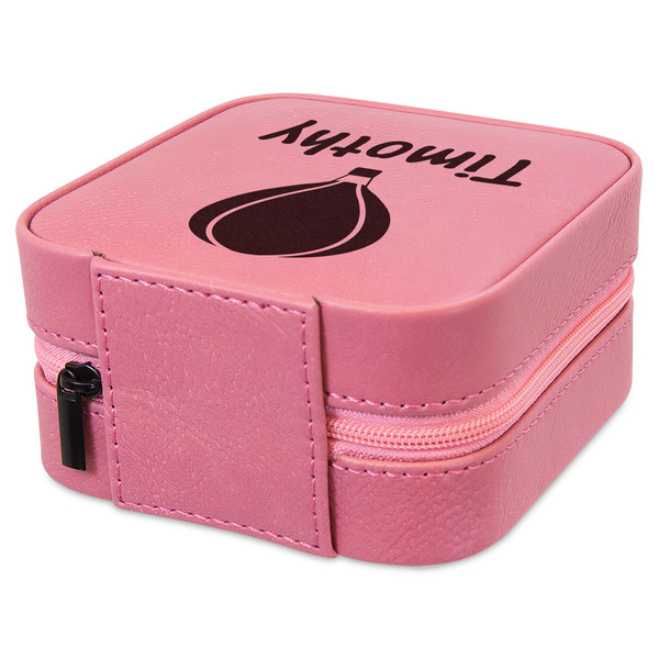 Watercolor Hot Air Balloons Travel Jewelry Boxes - Leather - Pink - View from Rear