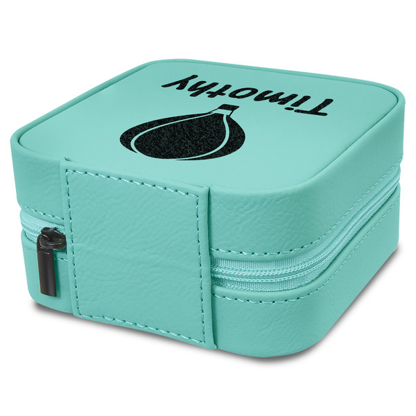 Watercolor Hot Air Balloons Travel Jewelry Boxes - Leather - Teal - View from Rear