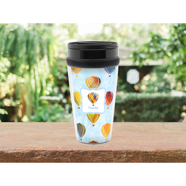 Watercolor Hot Air Balloons Travel Mug Lifestyle (Personalized)