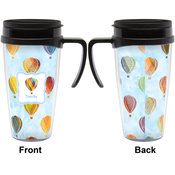 Watercolor Hot Air Balloons Travel Mug with Black Handle - Approval