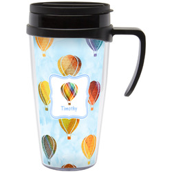 Watercolor Hot Air Balloons Acrylic Travel Mug with Handle (Personalized)
