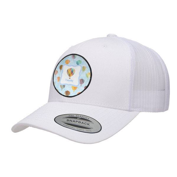 Custom Watercolor Hot Air Balloons Trucker Hat - White (Personalized)