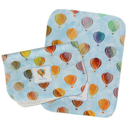 Watercolor Hot Air Balloons Burp Cloths - Fleece - Set of 2 w/ Name or Text