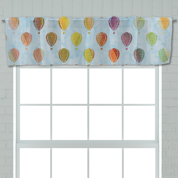 Watercolor Hot Air Balloons Valance - Closeup on window