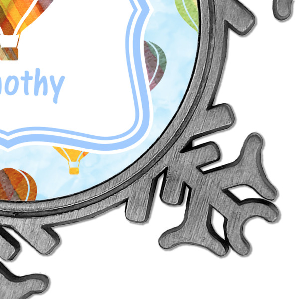 Watercolor Hot Air Balloons Vintage Snowflake - Detail