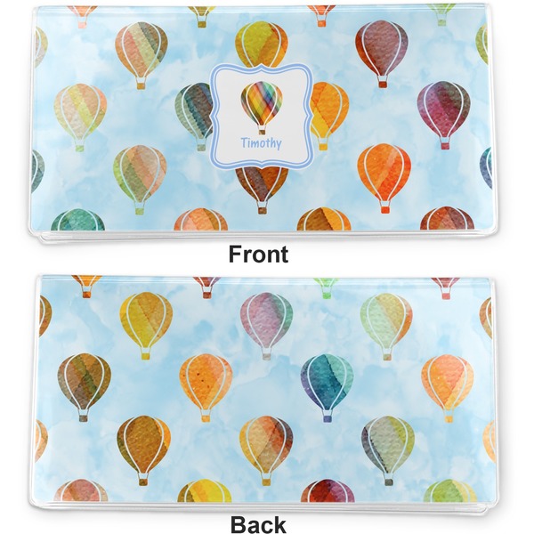 Watercolor Hot Air Balloons Vinyl Check Book Cover - Front and Back