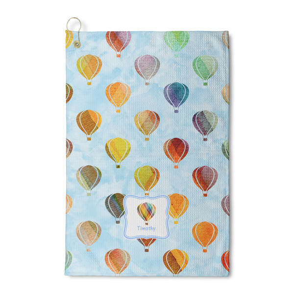 Custom Watercolor Hot Air Balloons Waffle Weave Golf Towel (Personalized)