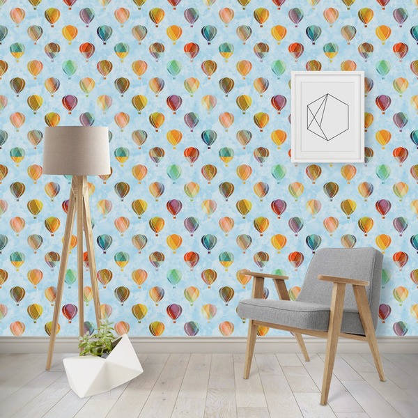 Custom Watercolor Hot Air Balloons Wallpaper & Surface Covering (Peel & Stick - Repositionable)