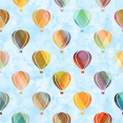 Watercolor Hot Air Balloons Wallpaper & Surface Covering