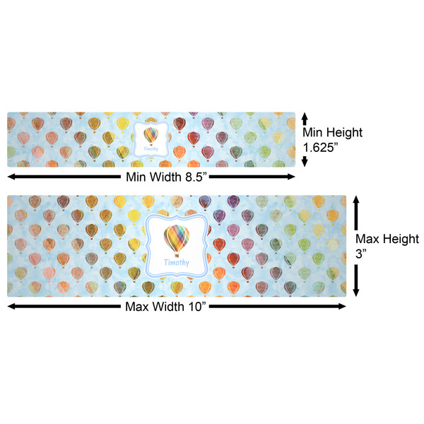 Watercolor Hot Air Balloons Water Bottle Labels w/ Dimensions