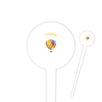 Watercolor Hot Air Balloons 4" Round Plastic Food Picks - White - Single Sided (Personalized)