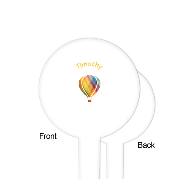 Watercolor Hot Air Balloons White Plastic 4" Food Pick - Round - Single Sided - Front & Back