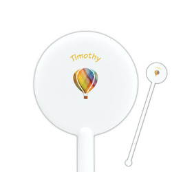 Watercolor Hot Air Balloons 5.5" Round Plastic Stir Sticks - White - Single Sided (Personalized)