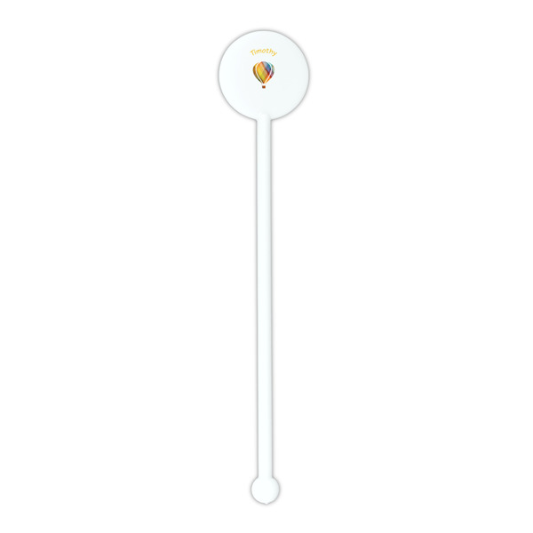 Watercolor Hot Air Balloons White Plastic 5.5" Stir Stick - Round - Single Stick