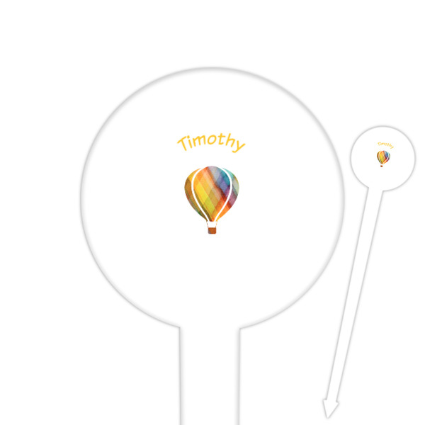 Custom Watercolor Hot Air Balloons Cocktail Picks - Round Plastic (Personalized)