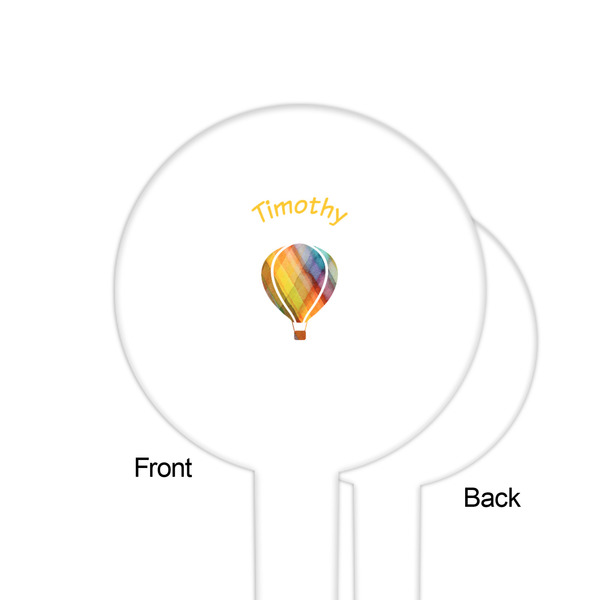 Watercolor Hot Air Balloons White Plastic 6" Food Pick - Round - Single Sided - Front & Back