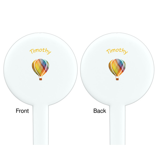Watercolor Hot Air Balloons White Plastic 7" Stir Stick - Double Sided - Round - Front & Back