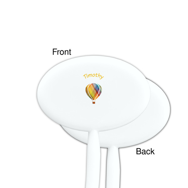Watercolor Hot Air Balloons White Plastic 7" Stir Stick - Single Sided - Oval - Front & Back