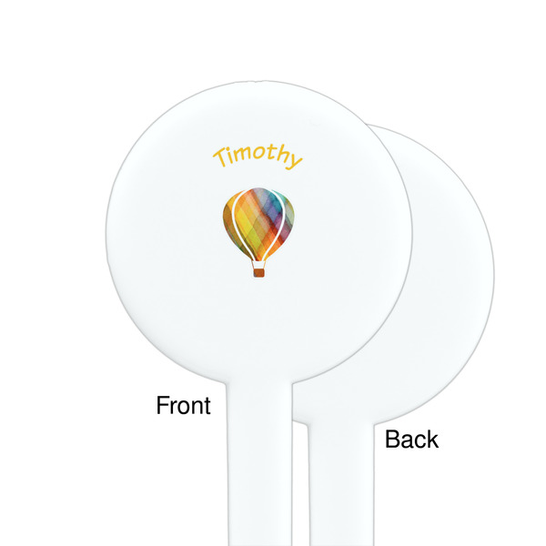 Watercolor Hot Air Balloons White Plastic 7" Stir Stick - Single Sided - Round - Front & Back