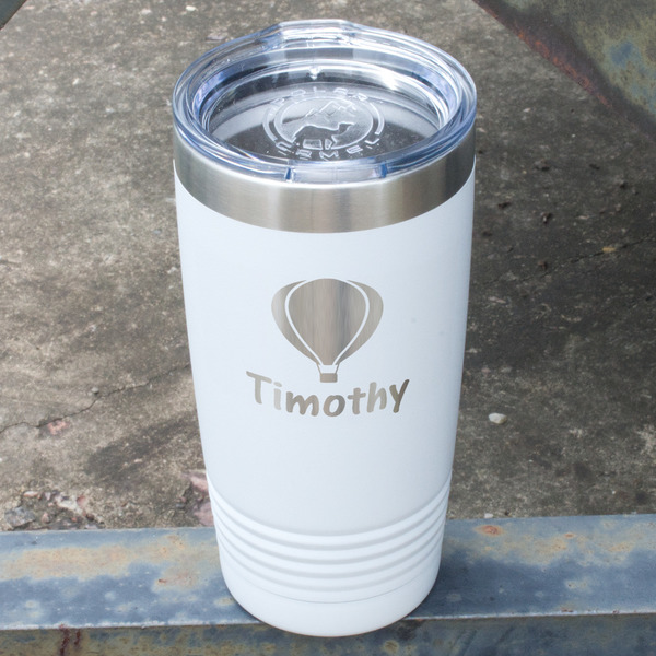 Watercolor Hot Air Balloons White Polar Camel Tumbler - 20oz - Angled