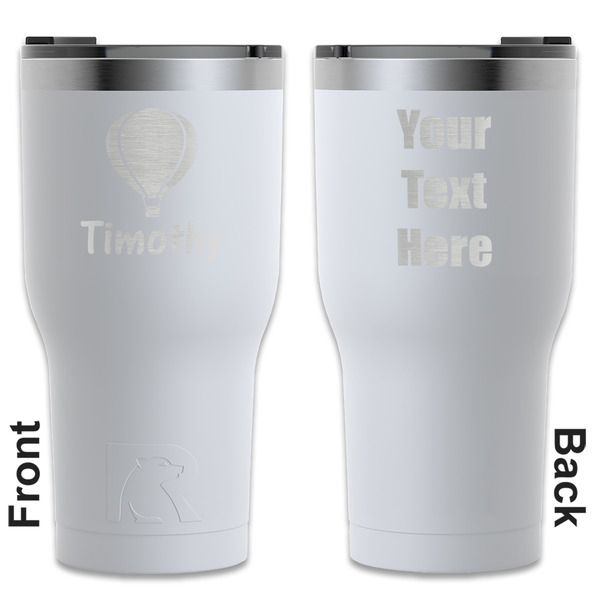 Custom Watercolor Hot Air Balloons RTIC Tumbler - White - Engraved Front & Back (Personalized)