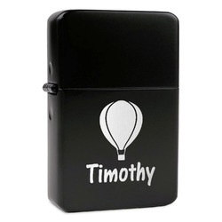 Watercolor Hot Air Balloons Windproof Lighter - Black - Single Sided & Lid Engraved (Personalized)
