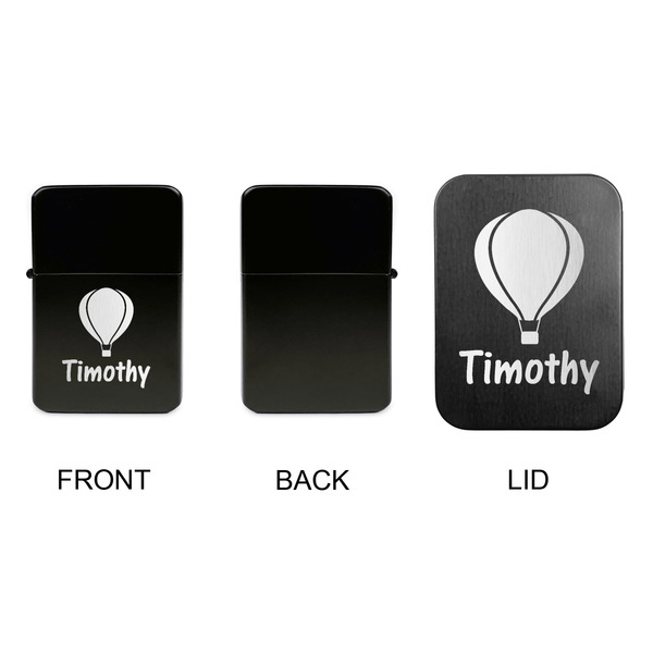 Watercolor Hot Air Balloons Windproof Lighters - Black, Single Sided, w Lid - APPROVAL