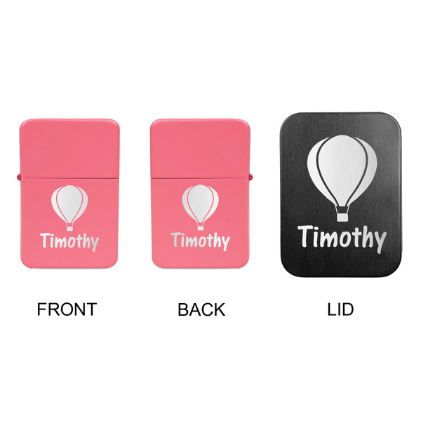 Watercolor Hot Air Balloons Windproof Lighters - Pink, Double Sided, w Lid - APPROVAL