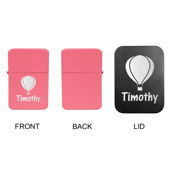 Watercolor Hot Air Balloons Windproof Lighters - Pink, Single Sided, w Lid - APPROVAL