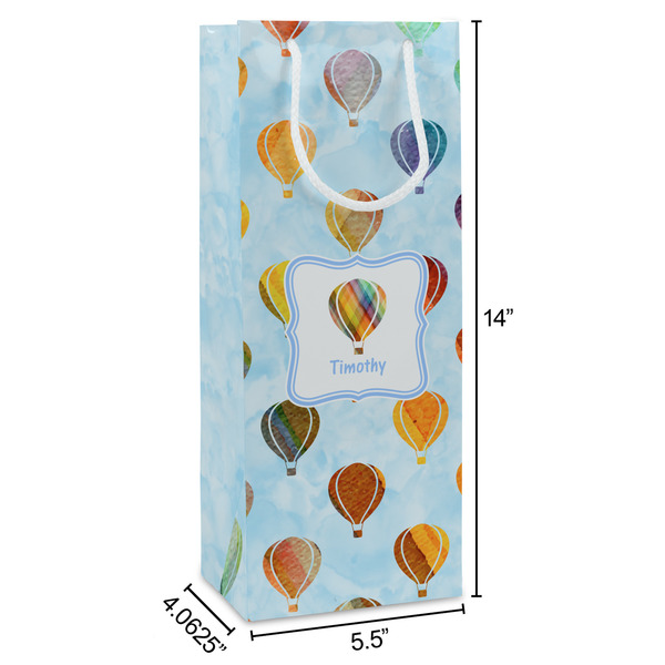 Watercolor Hot Air Balloons Wine Gift Bag - Dimensions
