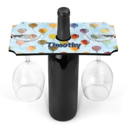 Watercolor Hot Air Balloons Wine Bottle & Glass Holder (Personalized)