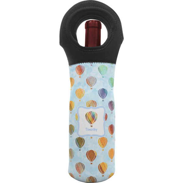 Custom Watercolor Hot Air Balloons Wine Tote Bag (Personalized)