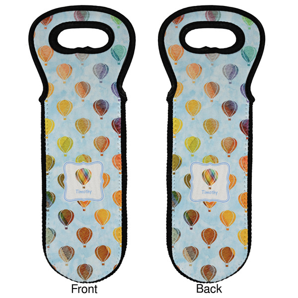 Watercolor Hot Air Balloons Wine Tote Front & Back